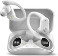RCA Wireless Earbuds Bluetooth 5.3 Headphones Sport Sweat Resistant Sports Earphones with Earhooks,48H Playtime,Lightweight 7.8g,Fast Charging Case,Noise Cancelling Mic for Running Gym Workout-White