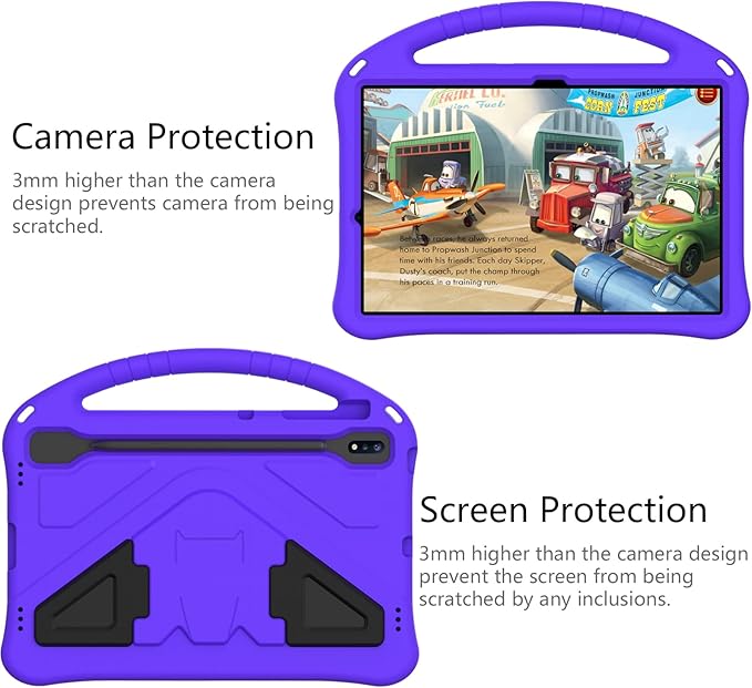 Kids Case for Samsung Galaxy Tab S10 Lite/S10 FE/S9 FE 10.9"/Tab S9/S8/S7 11", Techcircle Light Weight Shock Proof EVA Foam Handle Rugged Stand Protective Case, Purple