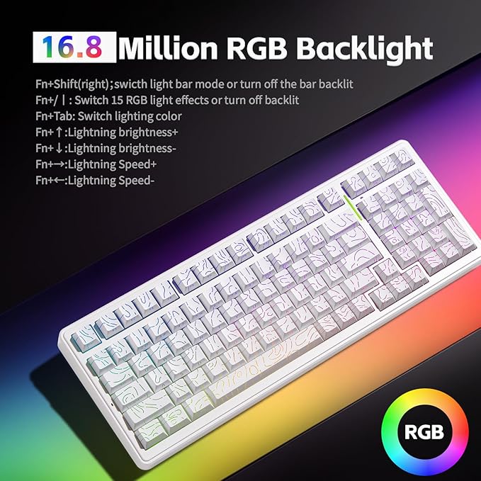 LEOBOG Aula Keyboard, F99 Wireless Mechanical Gaming Keyboards, Hot Swappable Custom Creamy RGB Backlit Computer Keyboard,BT5.0/2.4GHz/USB-C,Topographic Side-Printed Keycaps, Switch