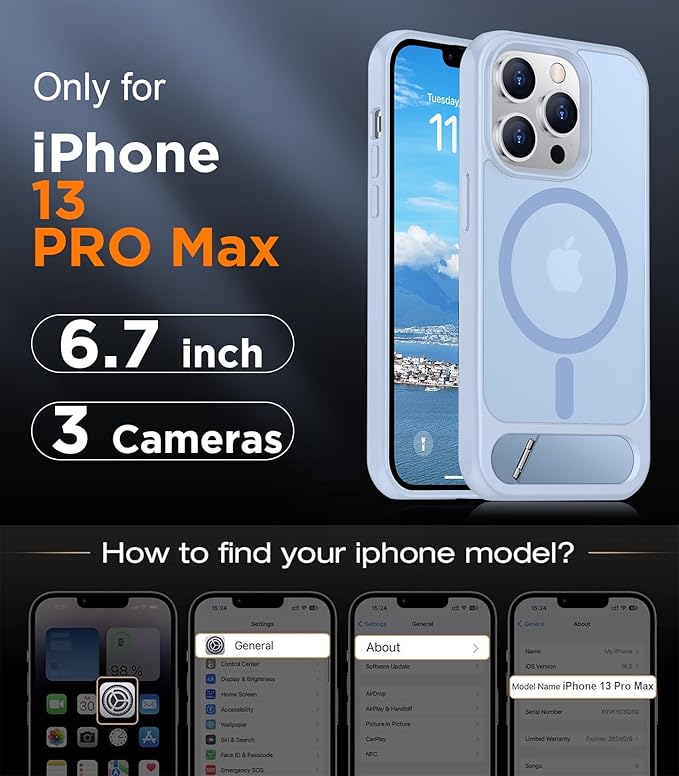 Magnetic Compatible with iPhone 13 Pro Max Case, [Built-in Invisible Kickstand][Compatible with MagSafe] [Military Grade Shockproof] Slim Translucent Matte Phone Case for iPhone 13 Pro Max 6.7"