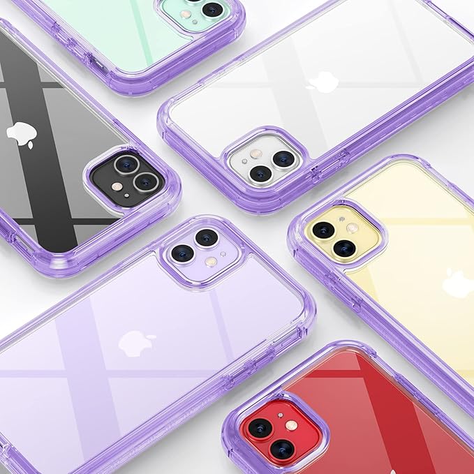 Diaclara Compatible with iPhone 11 Case, Full Body Rugged with Built-in Touch Sensitive Anti-Scratch Screen Protector, Soft TPU Bumper Case Clear Compatible with iPhone 11 6.1" (Clear Purple)