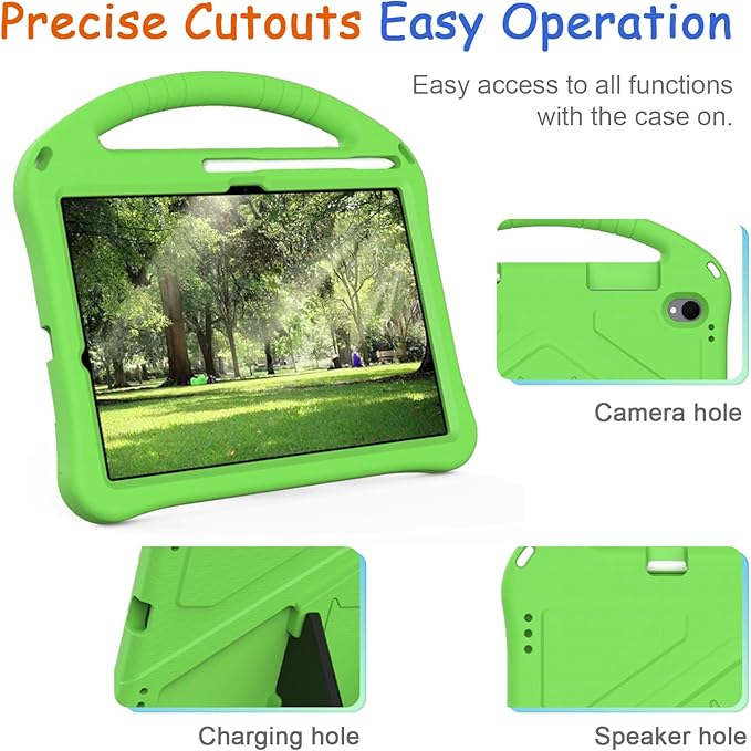 Kids Case for Samsung Galaxy Tab S11 2025 11" Tablet, Techcircle Light Weight Shock Proof EVA Foam Handle Rugged Stand Protective Case, Green