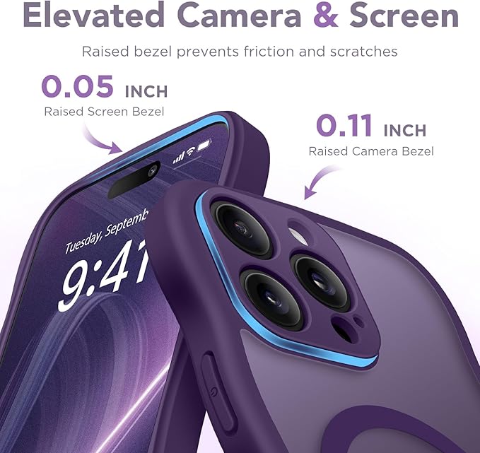 CAPRARO for iPhone 16 Pro Max Case for Women Girls, Upgraded [Full Camera Protection] [Compatible with MagSafe] Cute Wave Translucent Matte Phone Case for iPhone 16 Pro Max, Deep Purple