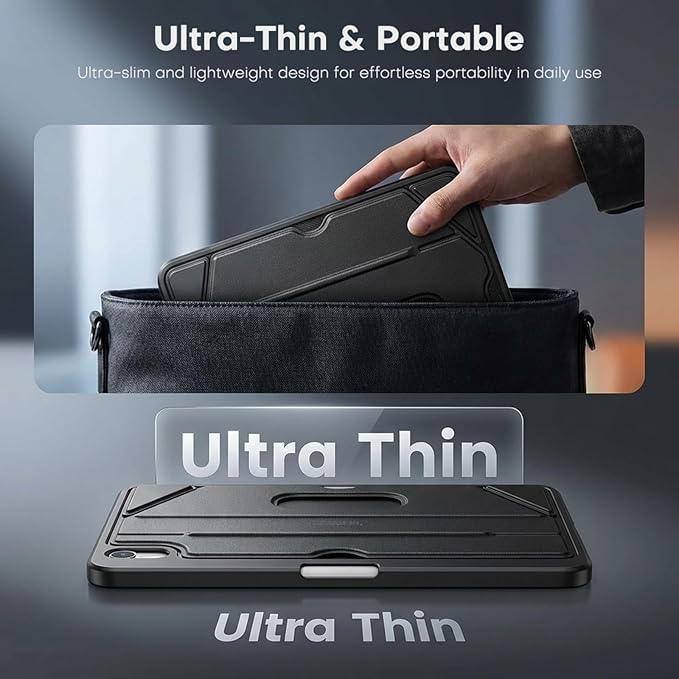 OMOTON Case for iPad mini 7 A17 Pro 7th Generation Mini 6 6th Gen (8.3-inch, 2024/2021), Soft TPU Protective Cover with Mutiple Angle Adjustible Kickstand and Pencil Hoder, Black