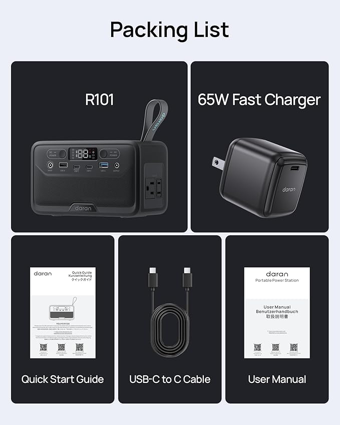 Portable Power Station 89.6Wh LiFePO4 Battery, Solar Power Bank with AC Outlet 100W/110V, USB-C PD Two-Way Fast Charging Small Generator for Laptop, Camping, Home, Office (65W Wall Charger Included)
