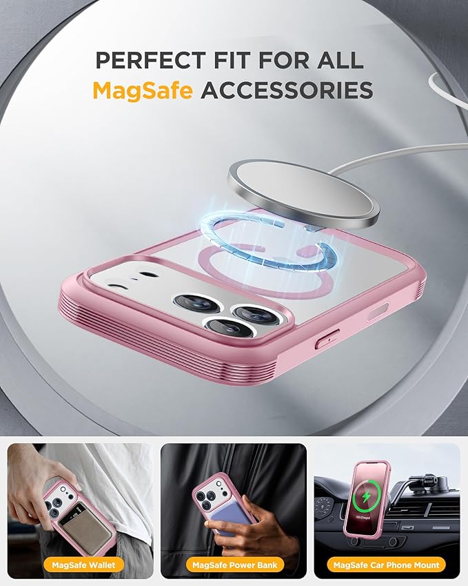 Miracase Magnetic for iPhone 17 Pro Case 6.3" [Compatible with MagSafe] Full-Body Phone Case with Built-in Glass Screen Protector & Camera Control,Drop Proof iPhone 17 Pro Cover, Lilac