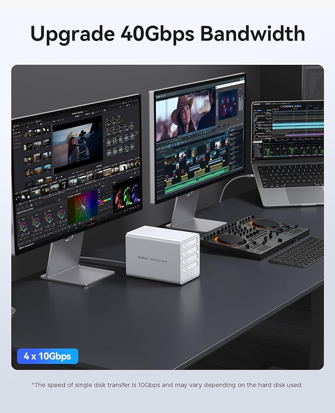 ORICO 40Gbps SSD External Hard Drive Enclosure NVME M.2 All-Flash Docking Station Up 32TB for 4K/8K Video Editing/Data Transfer-8848U4