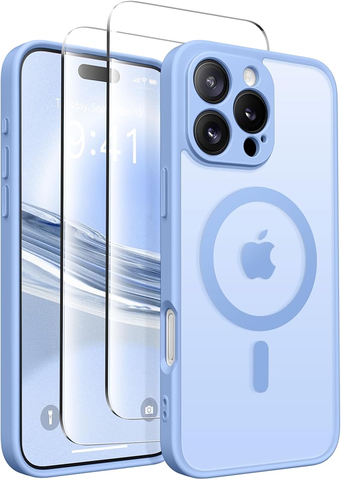 CAPRARO Magnetic Compatible with iPhone 16 Pro Max Case, Upgraded [Full Camera Protection] [Compatible with MagSafe] Protective Translucent Matte Women Phone Case Cover, Snow Purple