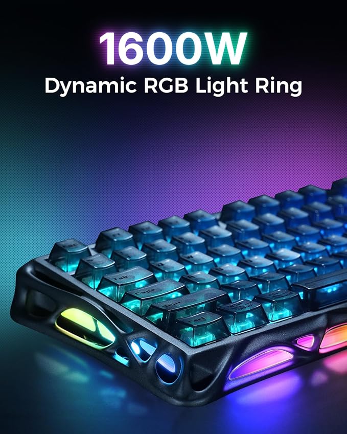 GravaStar Mercury V75 Gaming Keyboard – Hall‑Effect Magnetic‑Switch Keyboard, 8000 Hz Polling, 0.005RT, Wired USB-C, Adjustable Actuation, Semi‑Aluminum Chassis (Stealth Black, V75)