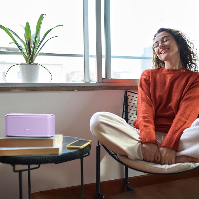DOSS SoundBox Touch Wireless Bluetooth Speaker-12W HD Sound with Rich Bass, IPX5 Waterproof, 20H Playtime, Handsfree, for Gatherings, Home, Office, Outdoor, Travel-Purple