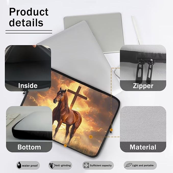 Cross Horse Laptop Sleeve for Women Men 15inch Laptop Accessories with Versatile Uses Lap Top Case Portable Computer Sleeve Laptop Pouch Brown