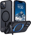 Compatible with iPhone 14 Case/iPhone 13 Case,[Built-in Invisible Kickstand][Compatible with MagSafe][Military Grade Shockproof] Slim Translucent Matte Phone Case for iPhone 14/13 6.1"