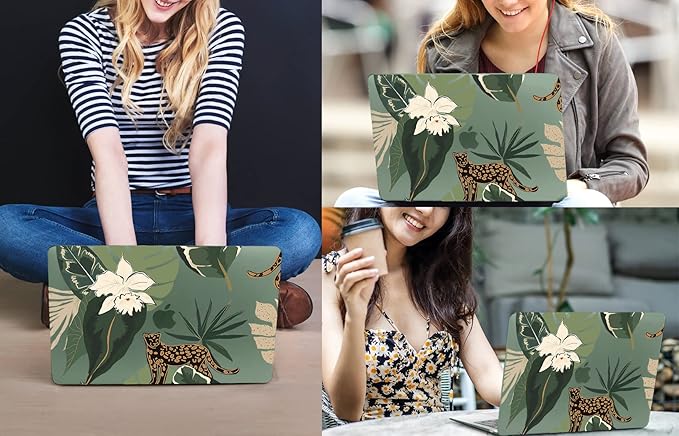 CISSOOK for MacBook Air 13.6 Inch Case 2024 2025 2026 Model A3449 A3240 A3113 A2681, Panther Leopard Midnight Green Cover with Keyboard Cover for MacBook Air 13.6 M2 M3 M4 M5 - Leopard