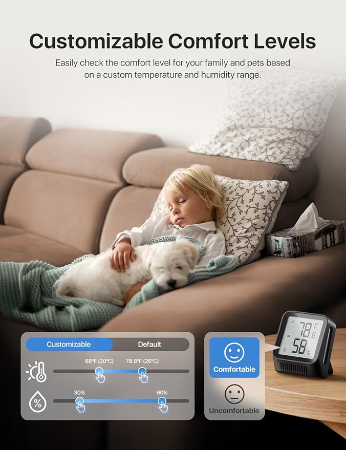 X-Sense WiFi Thermometer Indoor Hygrometer Black Kit Bundle with White Digital Temperature Sensor with App Control