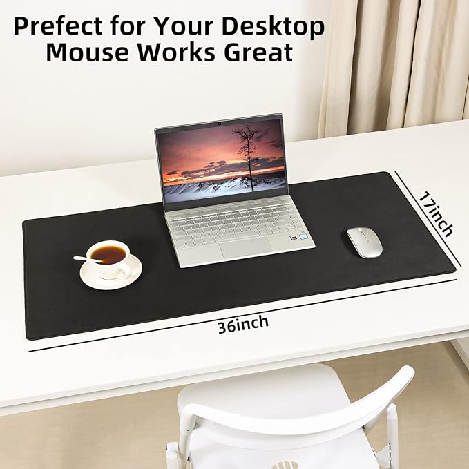 Wolaile Large Mouse Pad, 36x17 in Gaming Mouse Mat,Waterproof and Non-Slip Desktop Pad for Computer Keyboard,Black,XL