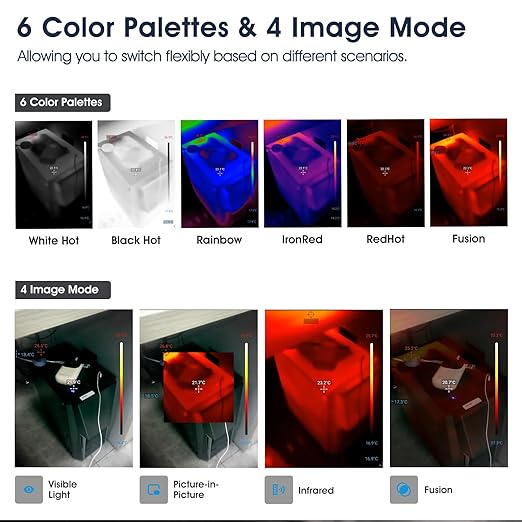 Wireless Thermal Imaging Camera for Android/iOS, AIOMEST Thermal Leak Detector 256x192 IR Resolution, Offline Analysis & Reports, Temperature Heat -4°F to 1022°F, Infrared Camera for HVAC Inspection