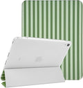 Lovmooful Compatible for iPad Air 6th 11-inch M2 (2024),iPad Air 5/4 (2022/2020 5th/4th Generation 10.9-Inch) Case with Pencil Holder Cute Striped Design Soft TPU Trifold Stand Protective-Dark Green
