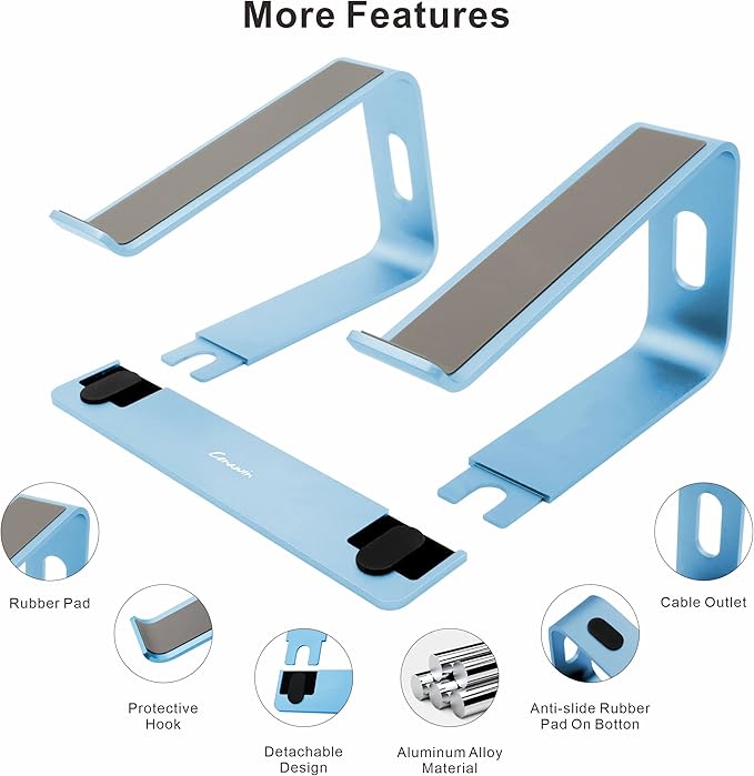 Laptop Stand,Ergonomic Aluminum Laptop Mount Computer Stand,Detachable Laptop Riser,Notebook Holder Stand,All 10-17.3" Laptops (Sky Blue)