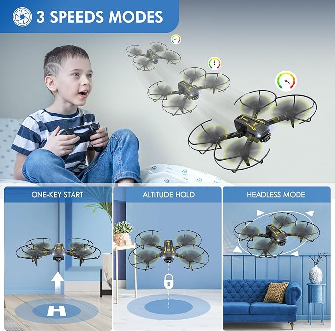 AVIALOGIC Mini Drone with Camera for Kids, Remote Control Helicopter Toys Gifts for Boys Girls, FPV RC Quadcopter with 1080P HD Live Video Camera, Altitude Hold, Gravity Control, 2 Batteries