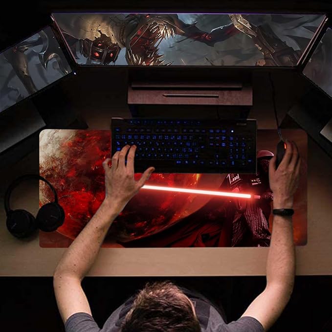 Large Gaming Mouse Pad Red Custom Mouse Pads,Mousepad with Anti-Slip Rubber Base and Stitched Edges Mouse Mat,Big Desk Pad for Computer Keyboard,Office Desk Mat for Desktop,31.5x15.7 Inches