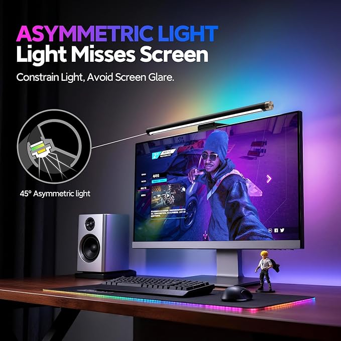 LYMAX Monitor Light Bar & RGB Monitor Light Bar, Eye-Care USB Computer Lamp Dimmable Screen Light Bar, Fit for All Monitor with Wireless Controller, Backlight, No Screen Glare for Home Office