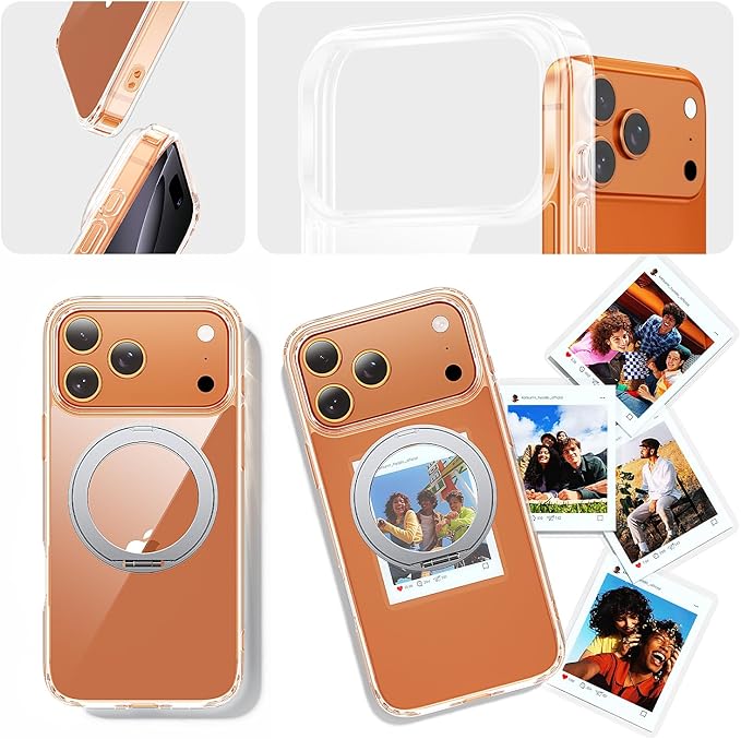 toushion 3 in 1 for iPhone 17 Pro Max Case Stand |Build in Kickstand,Screen Protector *1 & Camera Lens Protector*1, Not Yellowing, Fits MagSafe, Military-Grade Protection
