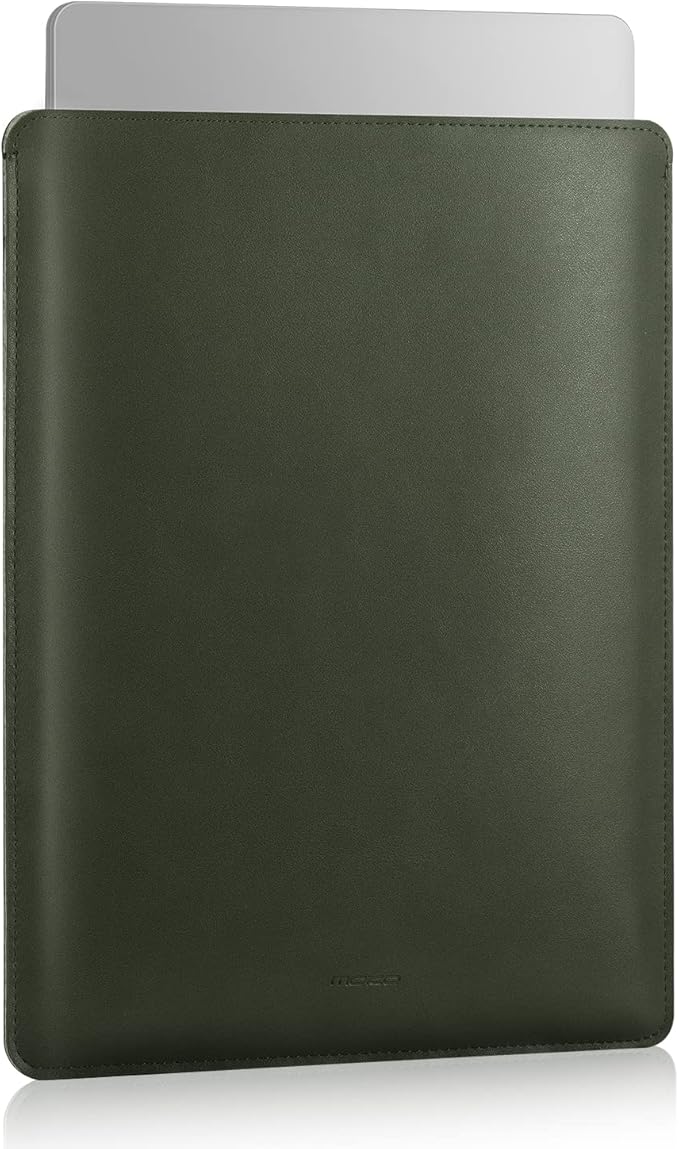 MoKo Laptop Sleeve Compatible with Mac Air 13.3 M5/4/3/2/1, 13-in Mac Pro M2/M1 & Mac Neo A18, PU Leather Notebook Computer Protective Carrying Bag Slim Stylish Case Pouch, Midnight Green
