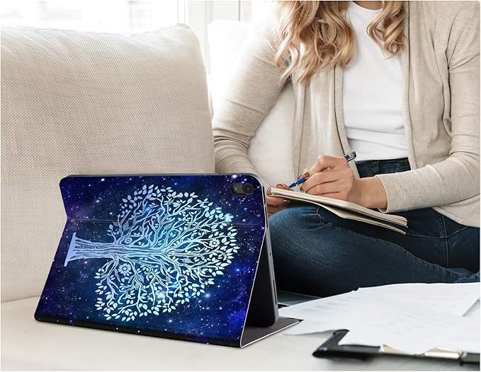 Case for iPad Air 11-Inch (M3/M2) 2025/2024, iPad Air 5th/4th Generation 10.9 Inch Case 2022/2020, iPad air 11 inch case Multi-Angle View Adjustable Stand Shockpoof with Auto Wake/Sleep, Galaxy Tree