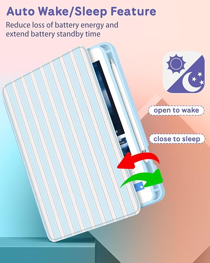 Uppuppy for iPad mini 4 Case for iPad mini 5th Generation Case - 360 Degree Rotating Stand Folio Smart Cover with Pencil Holder for Women Girls, BW Stripes for Apple Tablet Mini 7.9 inch 2019/2015