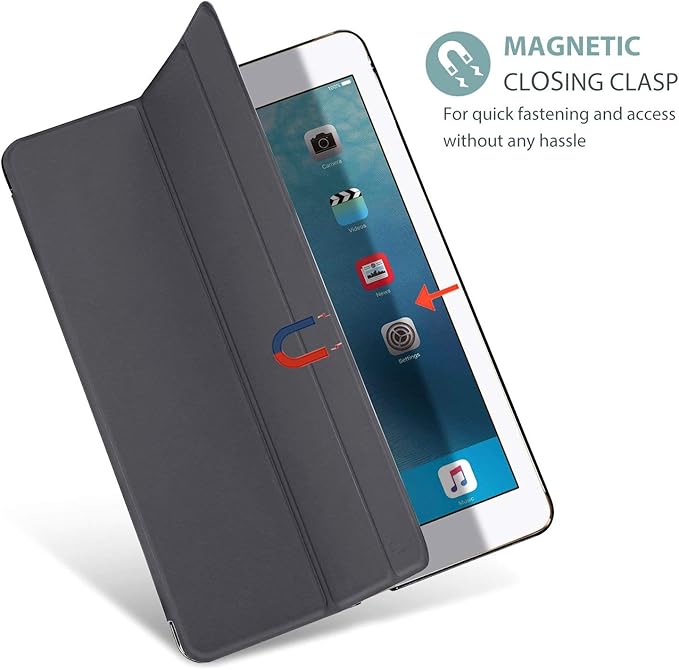 ProCase Smart Case for iPad 9.7 Inch iPad 6th/5th Generation 2018 2017(Model: A1893 A1954 A1822 A1823), Ultra Slim Lightweight Stand Cover with Translucent Frosted Back -Grey