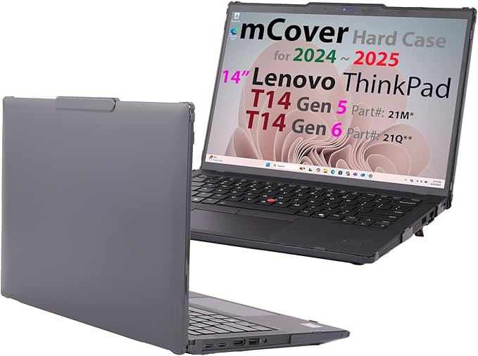 mCover Hard Case ONLY Compatible for 2024-2025 14" Lenovo ThinkPad T14 Gen 5/6 and P14s Gen 5/6 (AMD) Windows Notebook PC (with 180° Hinge, NOT Fitting Any Other Lenovo Models)- Black
