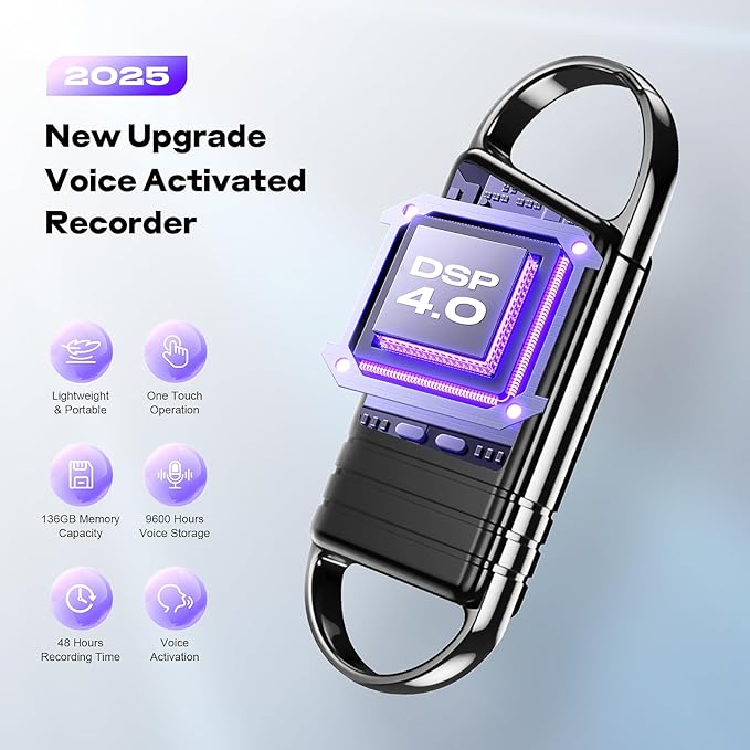 136GB Digital Voice Recorder - Xelarvex Voice Activated Recorder AI-Intelligent Noise Reduction, 4800 Hours Recording Device, Audio Recorder for Lectures/Interviews/Meetings