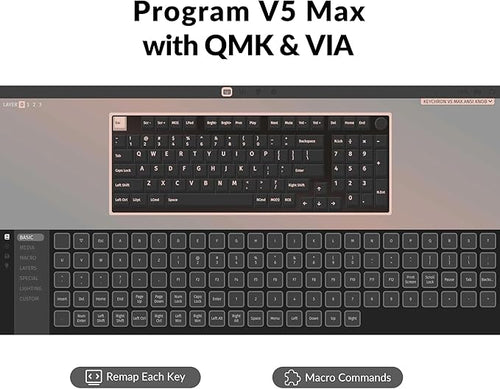 Keychron V5 Max Custom Wireless Mechanical Gaming Keyboard with Number Pad, 96% Layout QMK/VIA 2.4 GHz/Bluetooth 5.1/Wired, RGB Backlit Hot-Swappable Gateron Banana Switch for Mac Windows Linux