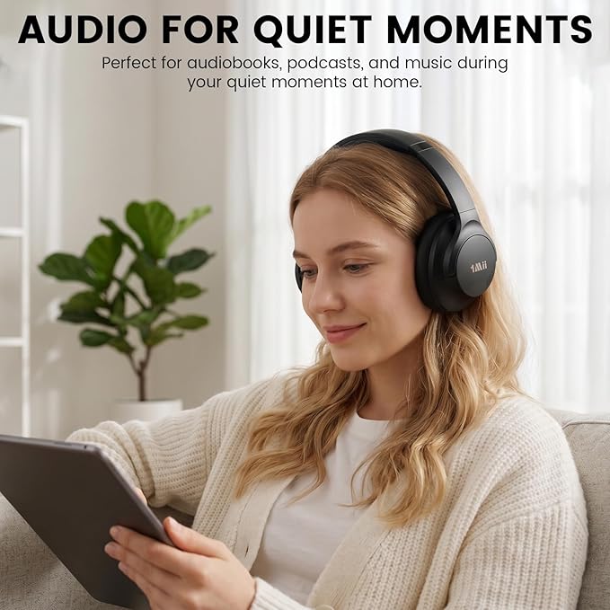 1Mii Y8+ Hybrid Active Noise Cancelling Headphones, 100H Playtime, Bluetooth 6.0 Over Ear LDAC Wireless Hi-Res Audio & Deep Bass, Comfortable for Travel Airplane Home Office, Custom EQ via APP, Black