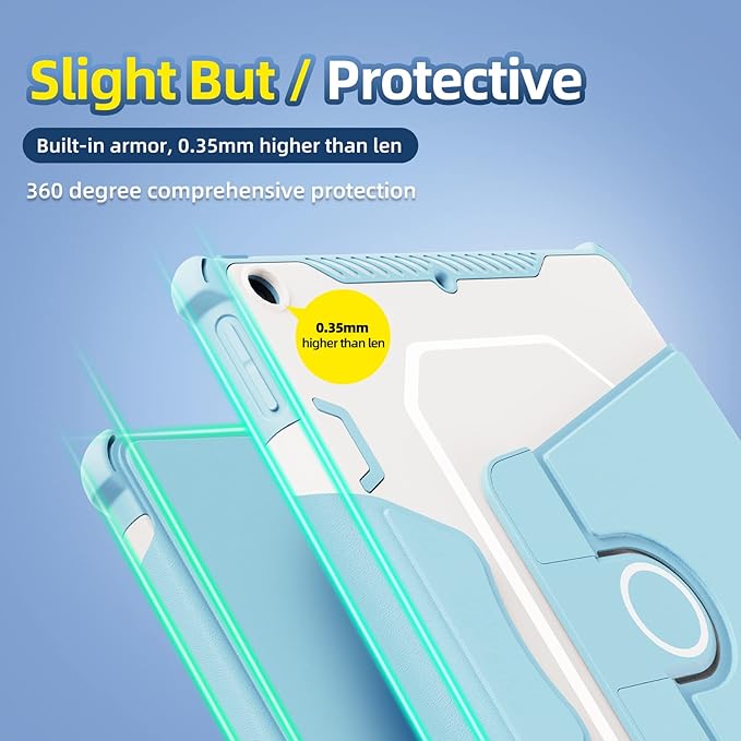 Smart Rotating Case for iPad 9th/8th/7th Generation 10.2" (2021/2020/2019), Techcircle Hybrid TPU+PC Magnetic Cover Soft Bumper [Corner Protection] Slim Folio Shockproof Protective Case-Midnight Green