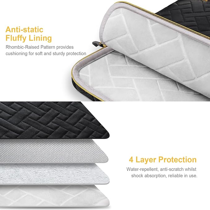 Lacdo Laptop Sleeve Case for 14 inch New MacBook Pro M5 Pro/Max A3426 A3427 (2026), M5/M4/M3/M2/M1 A3434 A3112 A3401 A3185 A2918 A2992 A2779, 13.8 inch Surface Laptop 7th Computer Bag, Elegant Black