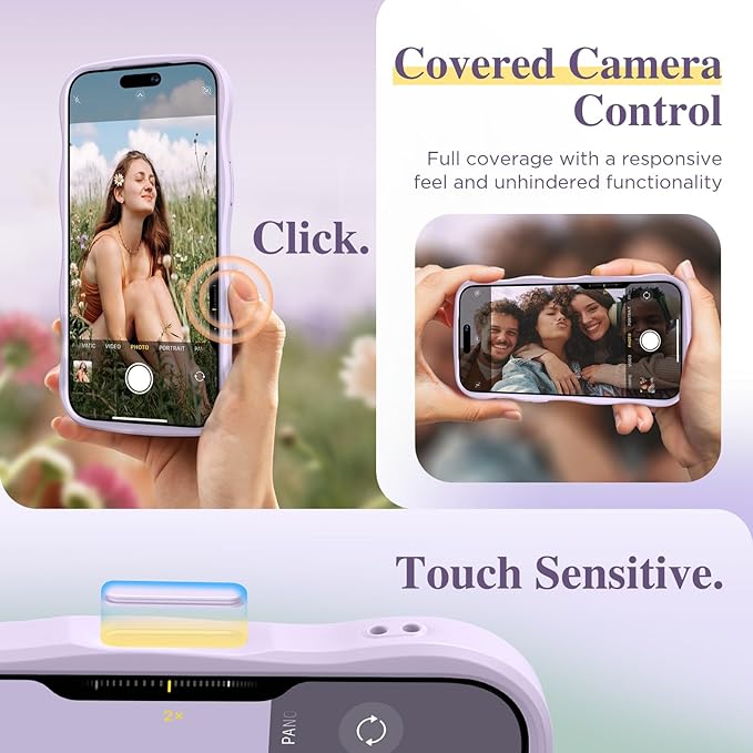 GVIEWIN for iPhone 17 Pro Max Case Compatible with MagSafe [Curly Wave Edge][Full Camera Protection] Floral Translucent Shockproof Magnetic Women Phone Case for 17 Pro Max, Apricot Blossom/Purple