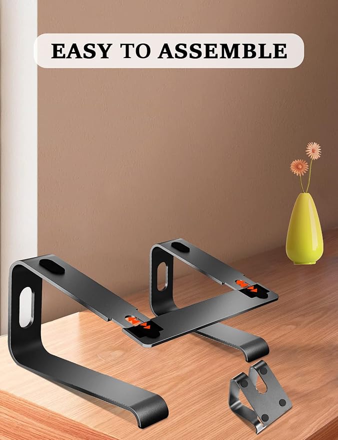 Laptop Stand for Desk Aluminum Laptop Riser Holder for All laptops 10-17 Inches,Include A Cell Phone Stand(Black)