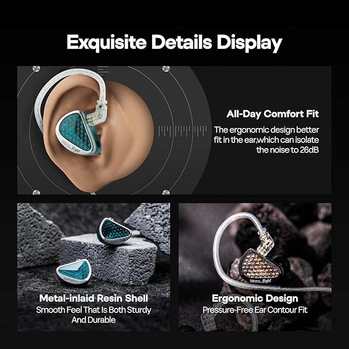 Linsoul KZ AS16 Pro Wired Earbuds, 16BA Balanced Armature Drivers Earphones HiFi Bass in Ear Monitor Earphones with Detachable 0.75mm 2 pin Cable (Cyan, Without Mic)