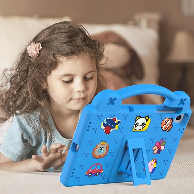 AKABEILA Compatible with Samsung Galaxy Tab A 10.1(2019)/Lenovo Tab M10 HD 2nd Gen/Tab K10/M10 Plus 10.3 inch Tablet Case, Kids Case with Shoulder Strap & Stand Handle for Girl Kid Gift Sky Blue