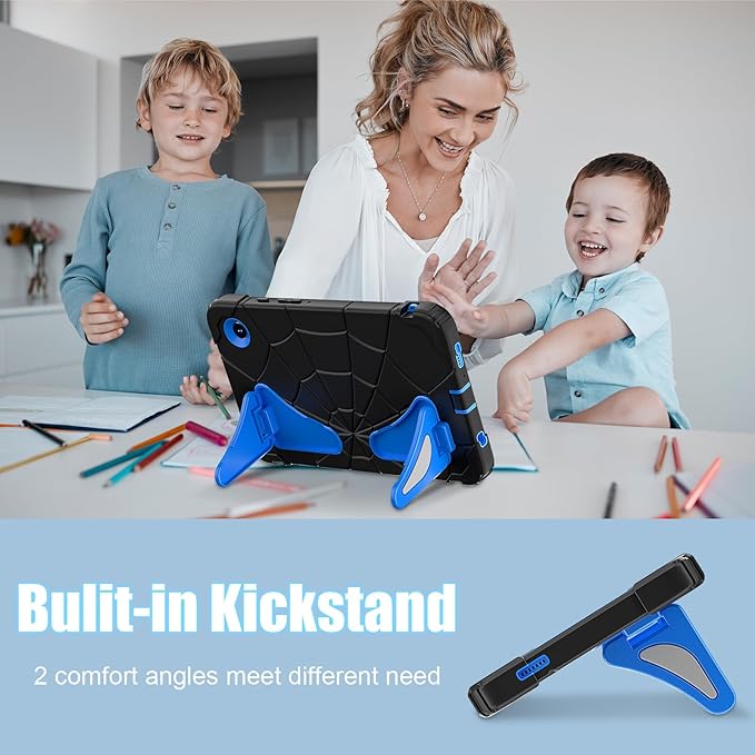 AKABEILA Compatible with Samsung Galaxy Tab A11+ 2025 11 inch Tablet Case，Lightweight Shockproof Rugged Protective Cover with Kickstand for Kids Children Boys Babies Black Blue