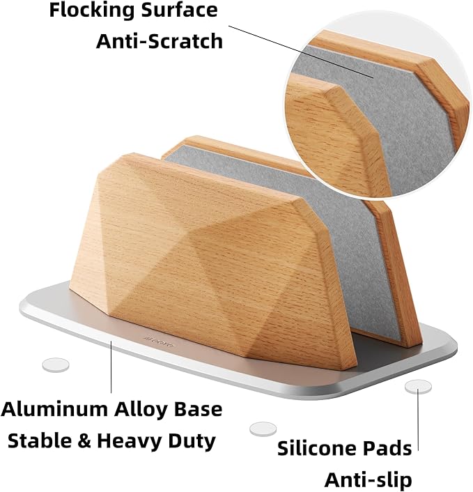 AFOOYO Vertical Laptop Stand - Wooden Adjustable Laptop Holder,Desktop Dock Compatible with All MacBook, Surface,Chromebook,Dell & More(Beechwood)