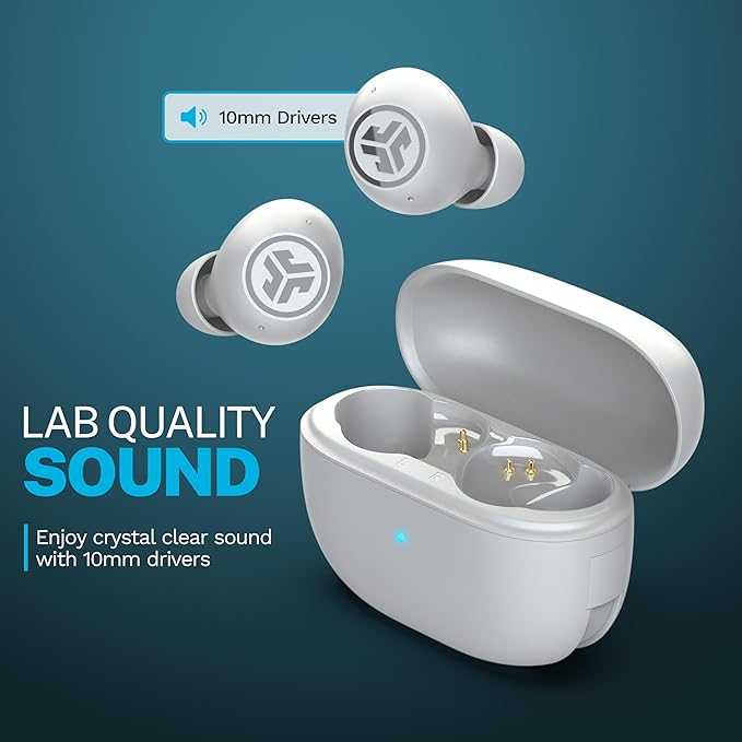 JLab Go Pop ANC, True Wireless Earbuds, Active Noise Cancelling, Bluetooth Earbuds with Charging Case, Cloud White