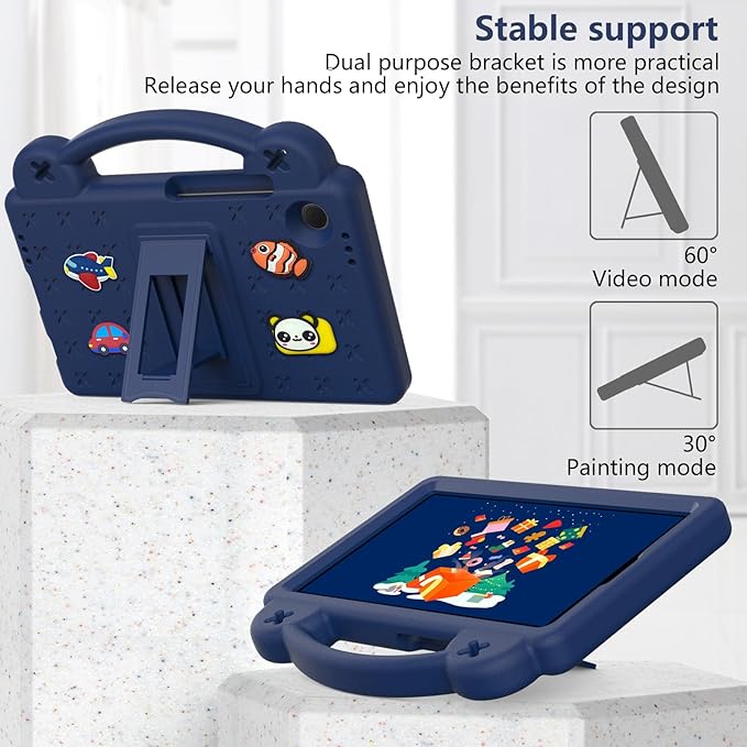 AKABEILA Compatible with Samsung Galaxy Tab A9 8.7 X115N(2023) Tablet Case, Lightweight Shockproof Protective Case with Shoulder Strap & Stand Handle for Girl Kid Gift Navy Blue