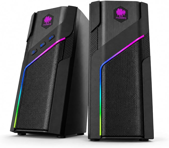 W-206RE Bluetooth RGB Computer Speakers, 2.0 Stereo PC Speakers with 21 LED Light Modes, Touch Control, USB Powered Desktop Speakers for PC, Laptop, PS5