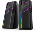 W-206RE Bluetooth RGB Computer Speakers, 2.0 Stereo PC Speakers with 21 LED Light Modes, Touch Control, USB Powered Desktop Speakers for PC, Laptop, PS5