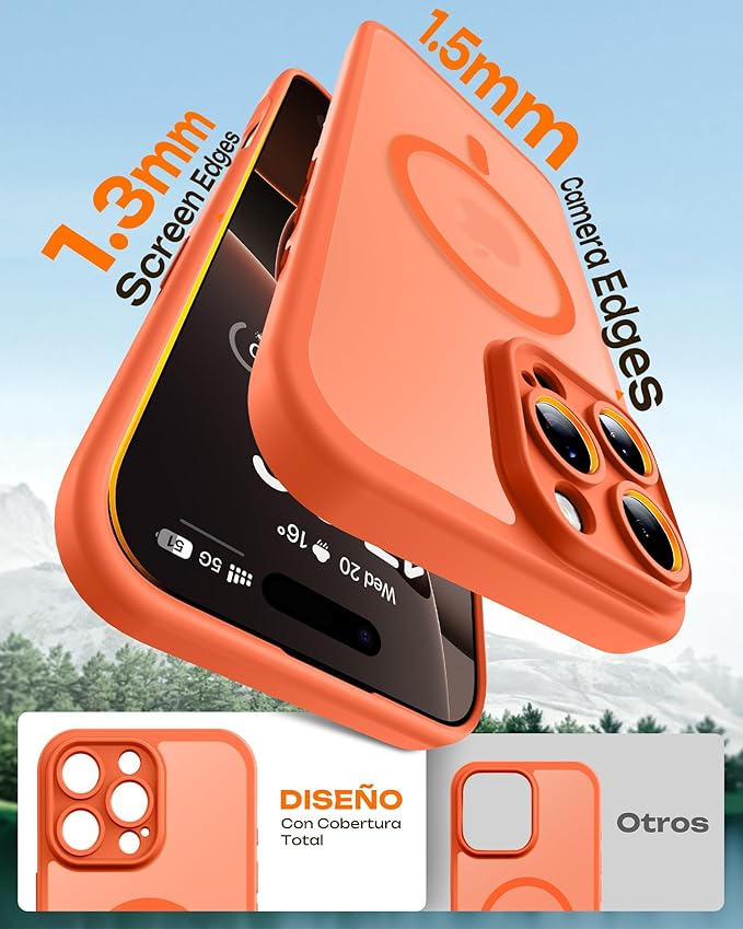 TOCOL for Phone 16 Pro Case, Compatible with Magsafe Charger, Full Camera Protection, Drop Protection, Translucent Matte Phone Case for iPhone 16 Pro 6.3 inch (Orange)