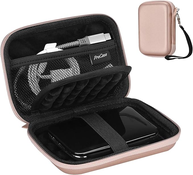ProCase Hard Drive Case for Canvio Basics Western Digital WD Elements My Passport Seagate Portable Backup Plus Slim 1TB 2TB 3TB 4TB USB 3.0, 2.5”, Samsung T9 Portable External Hard Drive Case-Rosegold