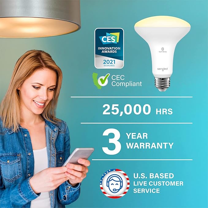 Sengled Light Bulb, BR30, S1 Smart Flood Light Bulb that Work with Alexa, Dimmable Led Lights, E26, Warm Light Bulbs, 65W Equivalent, No Hub Required, Soft White (2700k), 1-Pack