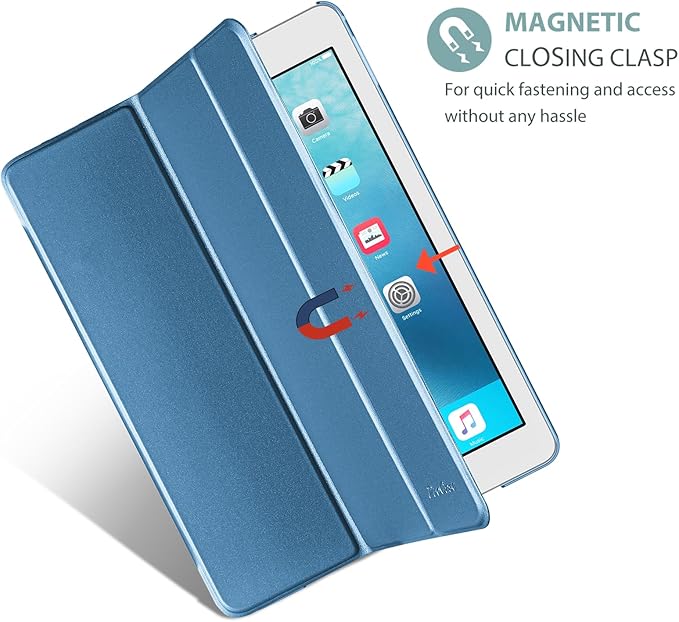 ProCase Smart Case for iPad Pro 9.7 Inch 2016, Ultra Slim Lightweight Stand Smart Case Shell with Translucent Frosted Back Cover for iPad Pro 9.7 Inch (A1673 A1674 A1675) -Blue